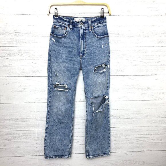 Abercrombie & Fitch Jeans Ankle Ultra High Rise Straight Leg Distressed size 2 - Picture 1 of 9